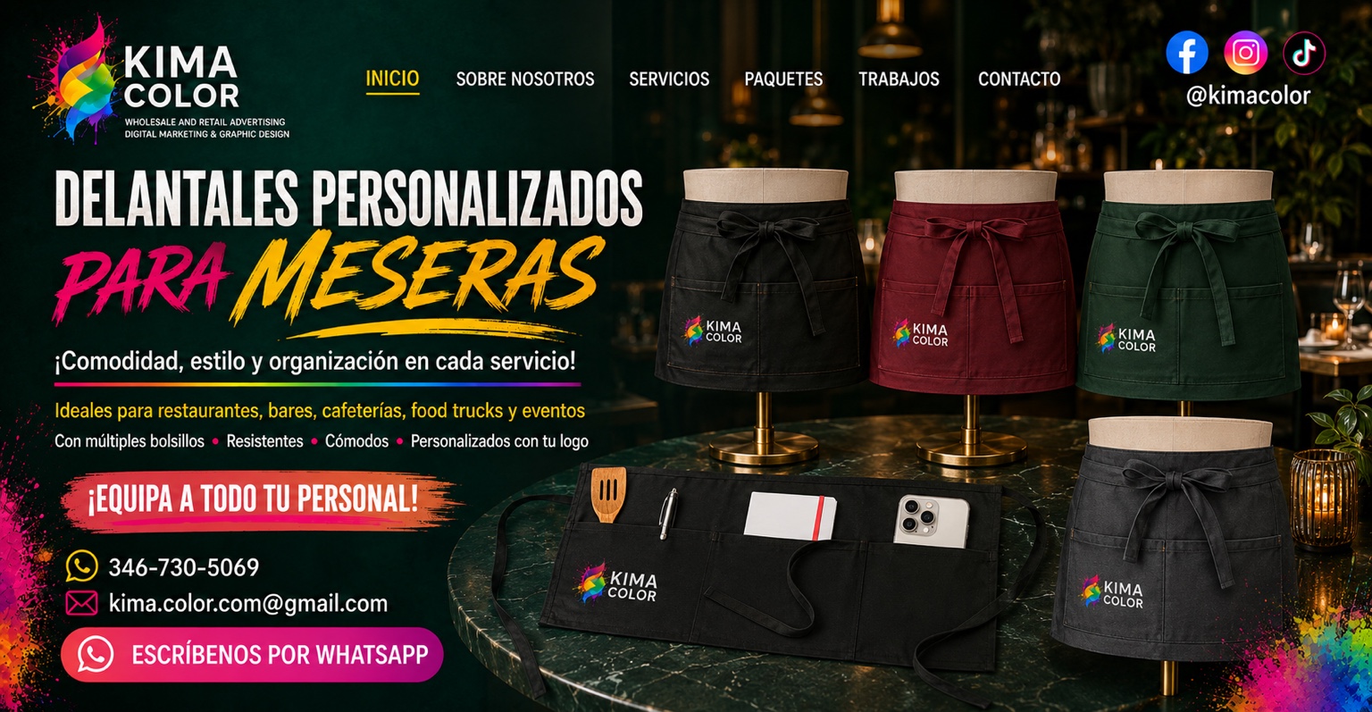 Delantales personalizados — para meseras